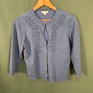 Blue Cardigan with swirl design